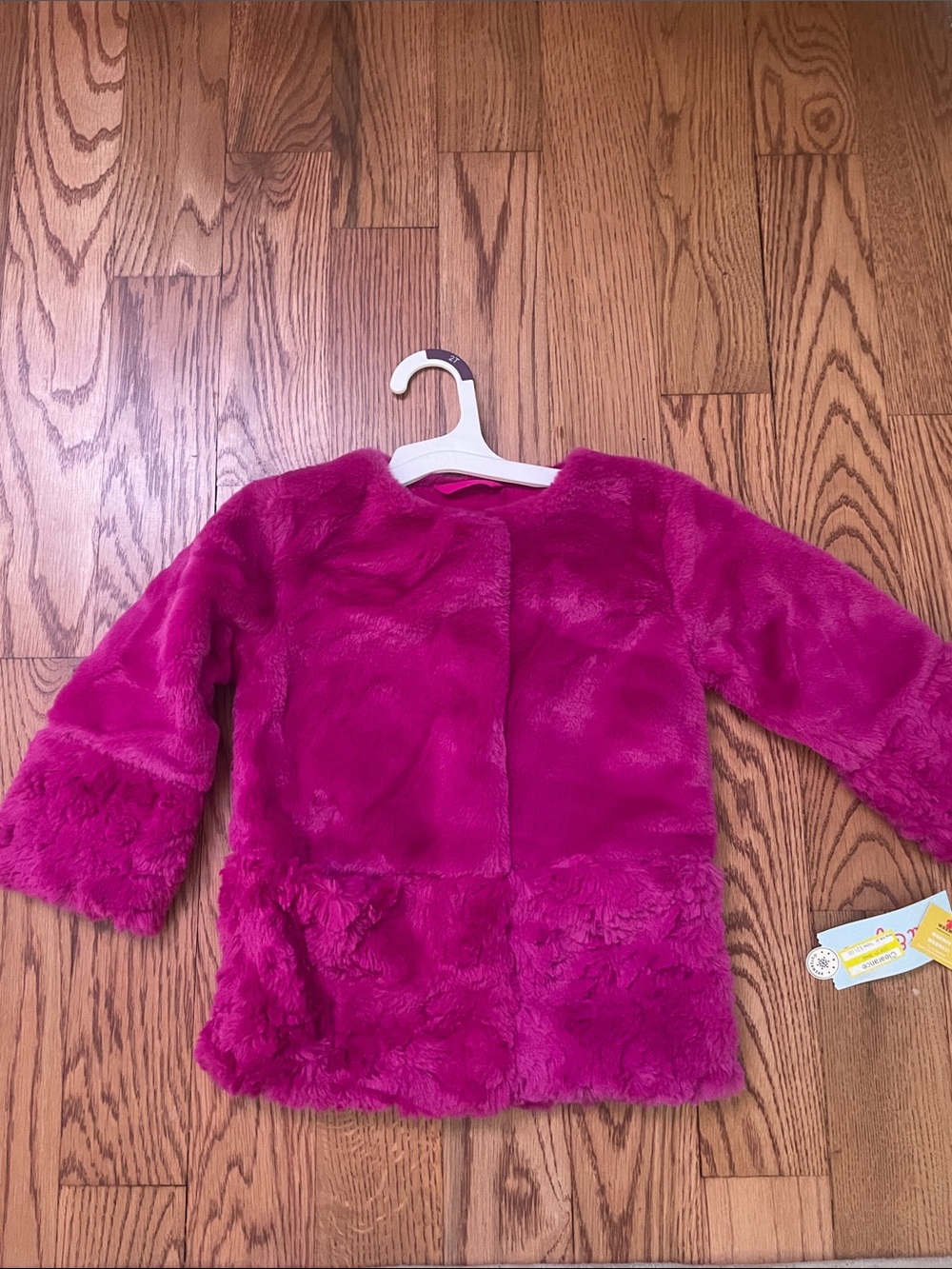 Cat & Jack Girls' Faux-Fur Pea Coat in Bright Magenta